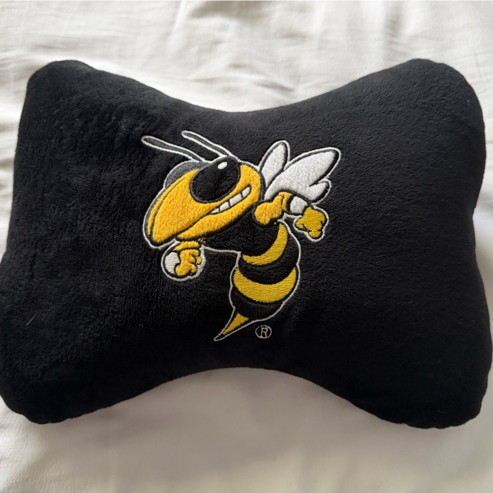 Georgia Tech Black Travel Pillow with Buzz Design